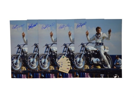 Lot of Five Evel Knievel Signed 16x20 Photographs (Steiner).